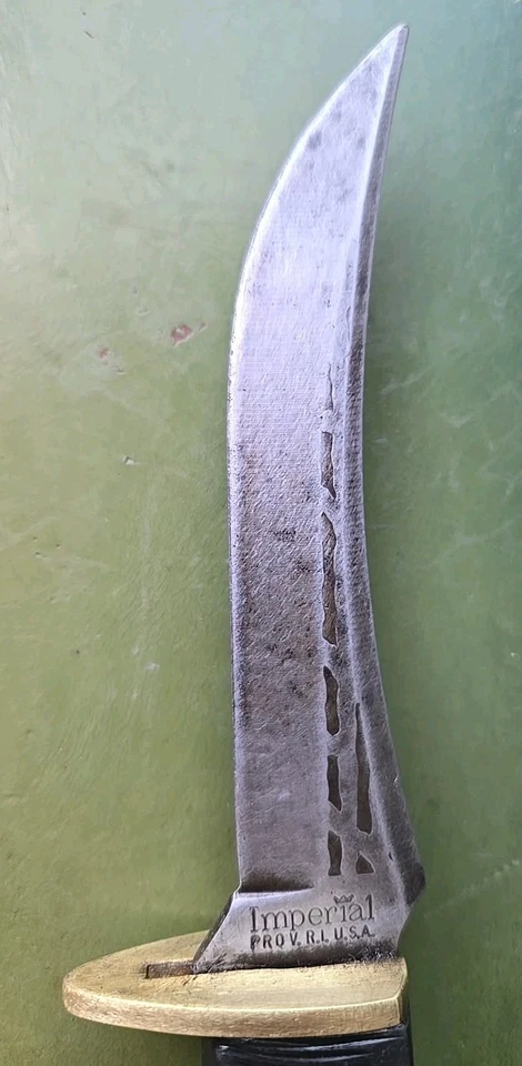 Cuchillo de caza de acero al carbono de colección Imperial Prov RI EE. UU. hoja fija de 4" Foto 3 de 4