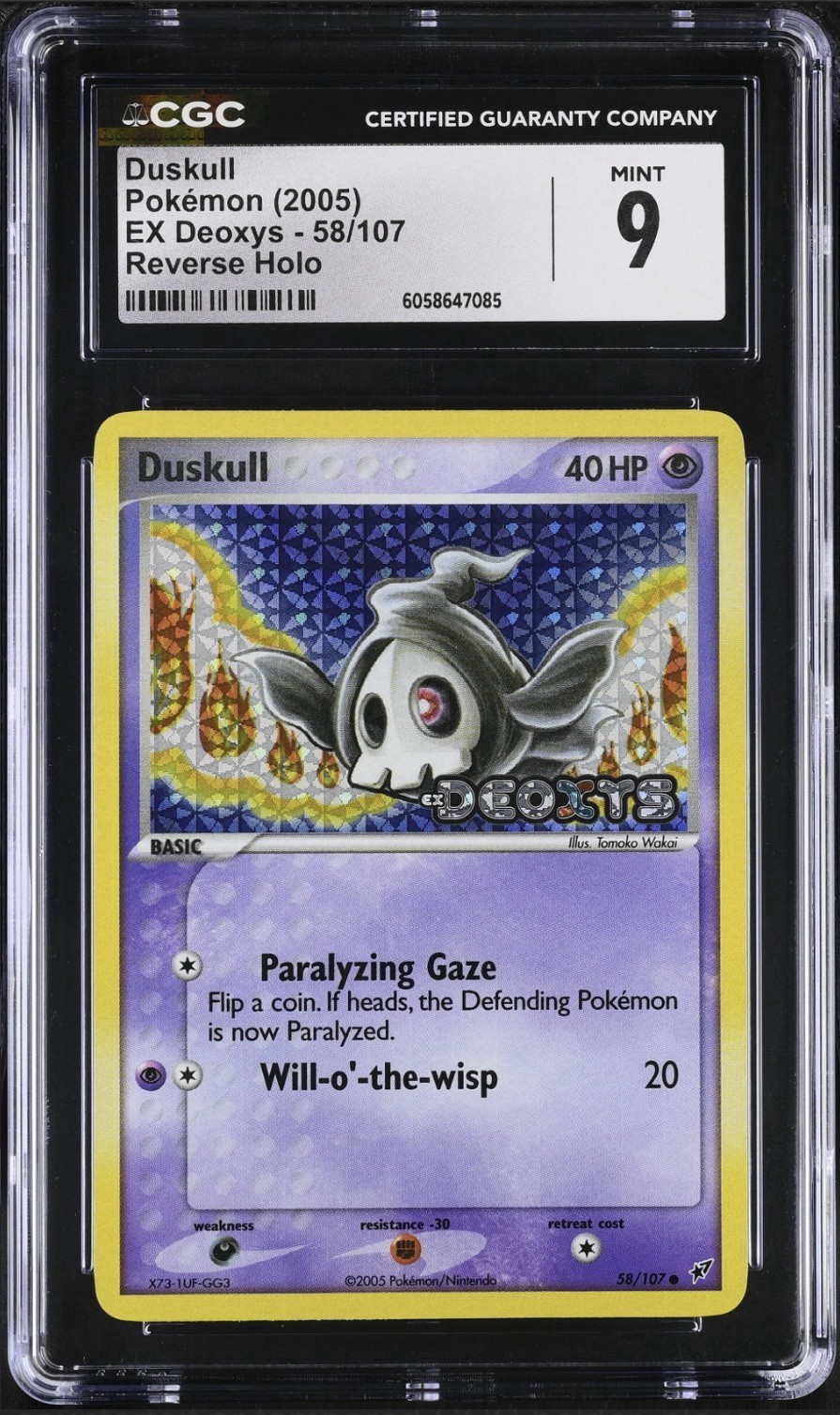 CGC 9 Duskull 2005 EX Deoxys 58/107 Reverse Holo Stamped Pokemon Card