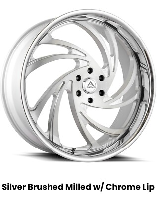 (4) 24X10 AZAD DRIP SILVER BRUSHED W/CHROME LIP RIMS (6X139.7) ESCALADE TAHOE GM