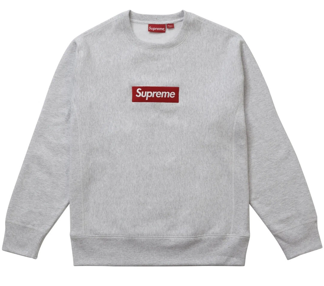 ⭐️ Boîte grise cendres Supreme Logo Crewneck (FW18) taille XLarge 100 % authentique ⭐️