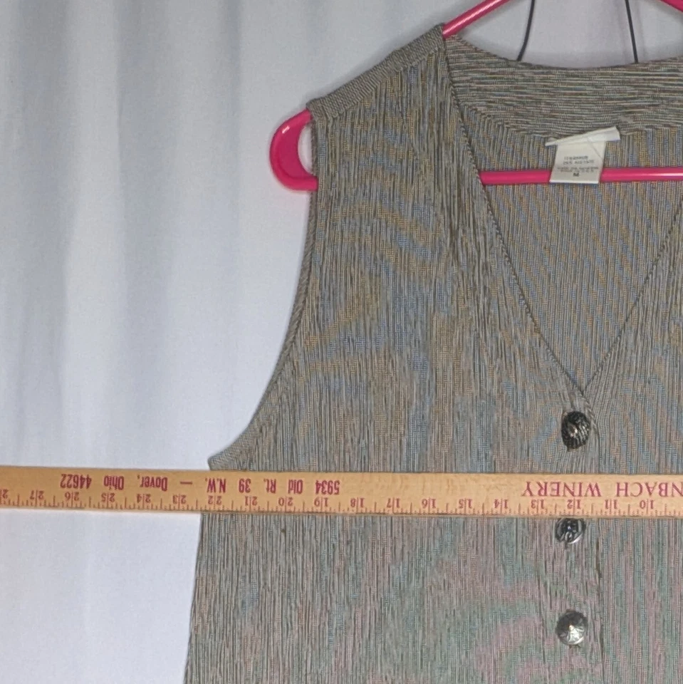 Vestido maxi Barbara Lesser sem mangas médio listra oliva botão anos 90 grunge - Imagem 4 de 4