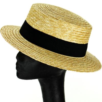 STRAW BOATER HAT SAILOR SKIMMER ST 