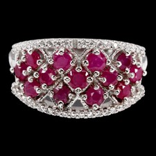 925 Sterling Silver Ring Round Ruby Natural Gemstone Jewelry