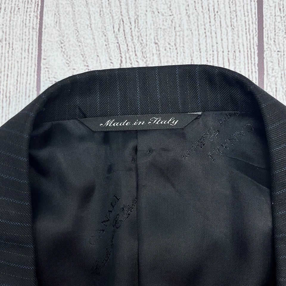 Casaco esportivo Canali masculino Super 150's lã blazer tamanho 56R jaqueta listrada cinza dois B - Imagem 3 de 4