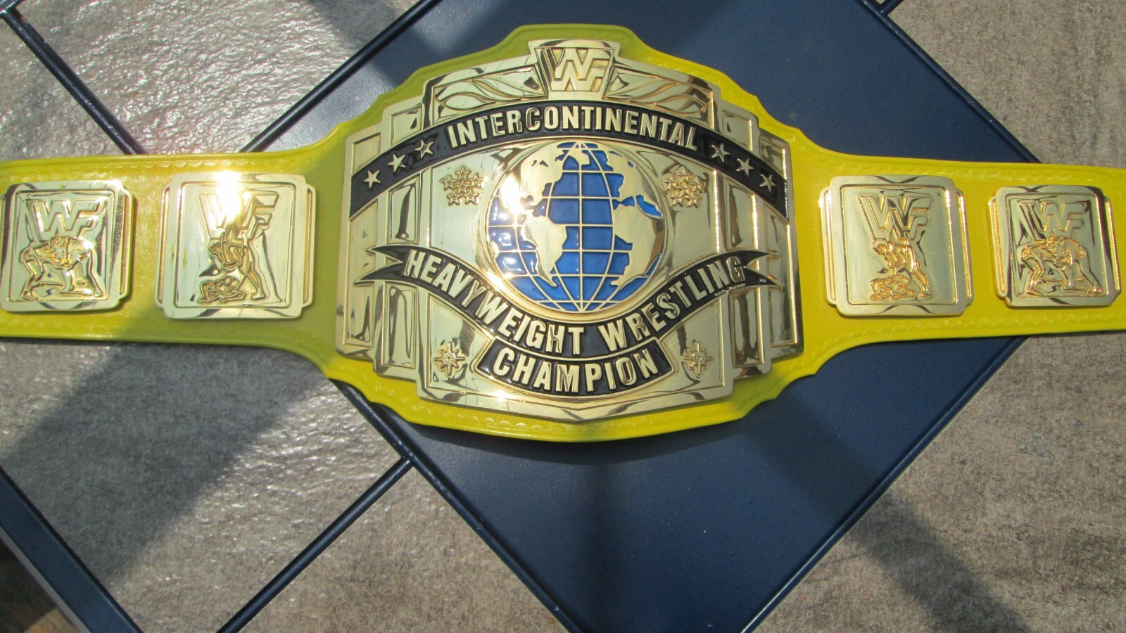 WWF Yellow Intercontinental Championship Belt Classic Shields HD AJ