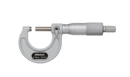 Mitutoyo 103-137 Outside Micrometer, Baked-Enamel Finish, Ratchet Stop, 0-25mm