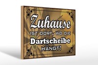 Holzschild Spruch 30X20 Cm Zuhause Wo Die Dartscheibe HäNgt Schild Wooden Sign