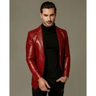 Men's Red Leather Blazer Genuine Lambskin Two Button Coat Real Soft Blazer