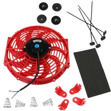 Red 12" Universal Electric Engine Cooling Fan Slim Pull Push Racing 12V Radiator