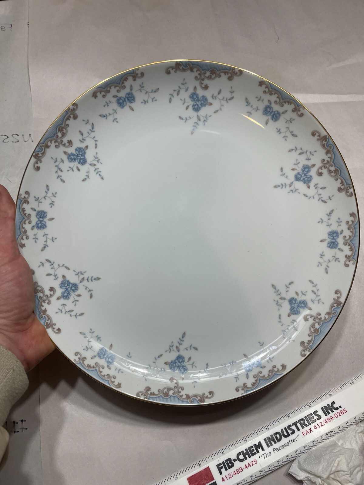 W Dalton Imperial China Seville 5303 White Blue Flowers platter 12