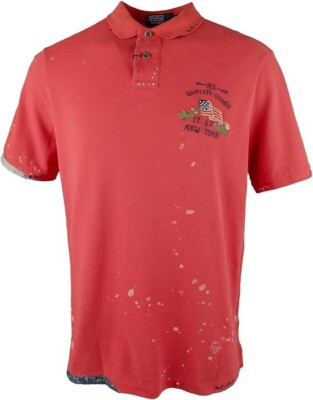 Polo Ralph Lauren Men's Distressed Classic Painted Patched RL Polo Shirt