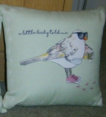 1 x Vogelkissen A Little Birdy Told Me Neu mit Etikett