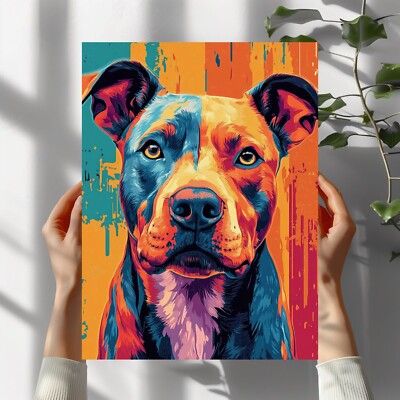 Pitbull Pixel Art Poster Schöne Wanddeko Dekoration