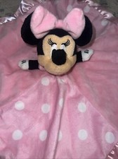 Disney Baby Minnie Mouse Security Blanket Pink Satin Trim Lovey Polka Dots 13.5"