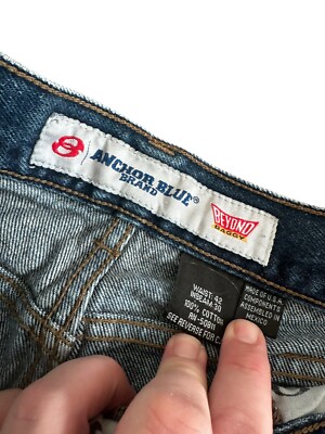 Vintage Y2K Anchor Blue Beyond Baggy Jeans 42 x 30 Wide Leg Denim