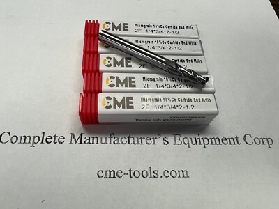 5pcs 1/4'' Solid Carbide End Mills Uncoated, 2 flute #1006-14F2