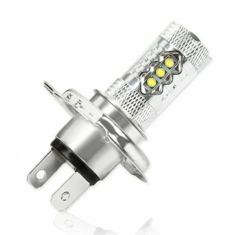 Farol de motocicleta 1x80W H4 feixe Hi/Lo lâmpada frontal LED branco 6000K 1500LM - Imagem 4 de 4