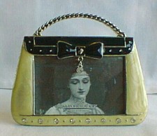Vintage Victorian Style PURSE SMALL Photo Frame Picture Holder Rhinestones