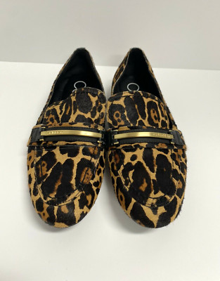 Calvin Klein Womens Orianna Loafers Leopard Print Calf Fur Leather 6.5