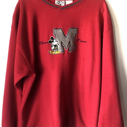 Felpa Pullover Vintage anni 90 Topolino Classico Topolino Rosso Taglia Large - Foto 2 di 9