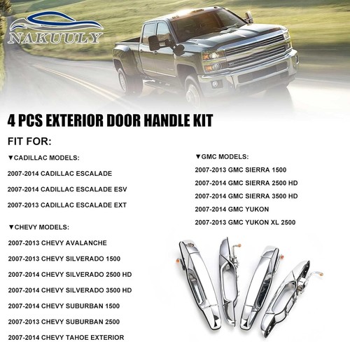 Nakuuly Exterior Chrome Door Handle 4 PCS Front Rear Driver & Passenger Compatib - Picture 2 of 6