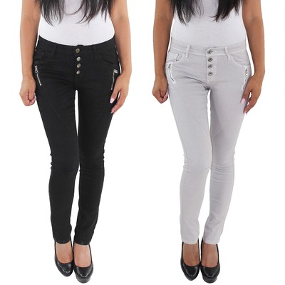DAMEN RÖHRENJEANS HÜFTJEANS STRETCHJEANS HOSE JEANS GRAU SCHWARZ SKINNY SLIM FIT