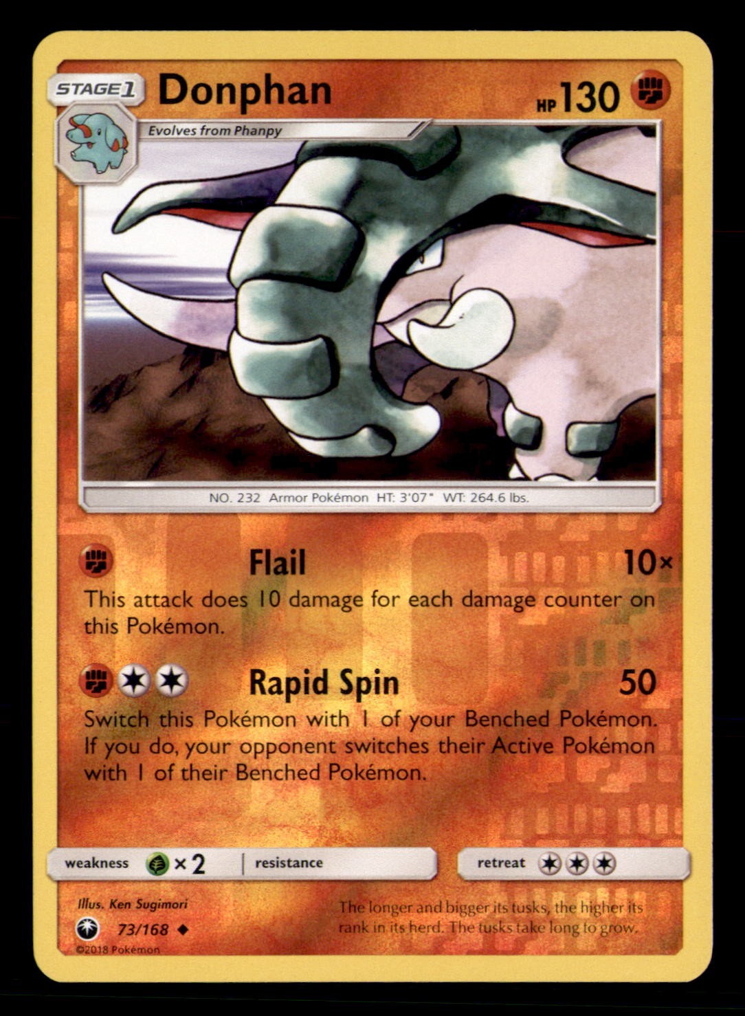 Donphan 73/168 Uncommon Celestial Storm Pokemon Reverse Holo Near Mint