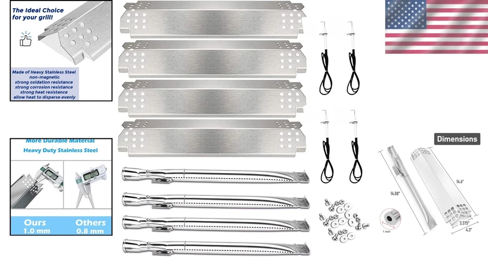 Piezas de repuesto de acero inoxidable de fácil instalación para parrillas Nexgrill de 4 quemadores Foto 2 de 4