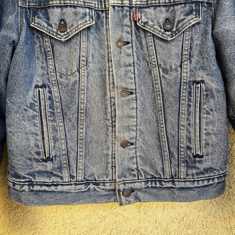 复古蓝色牛仔卡车司机李维斯夹克 80 年代中号男女通用  — 第 3/4 张图片