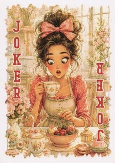 RARE MODERN "Surprised Lady Drinking a Cup of Tea" JOKER Play Card #17