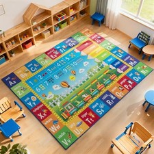 Educational Kids Area Rug 5x7 Feet, Non Slip Play Mat Learning with ABC