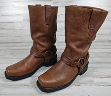MASTERSON BOOT CO. Brown Pebbled Leather Harness Biker Men's Boots Sz 10D RB2501