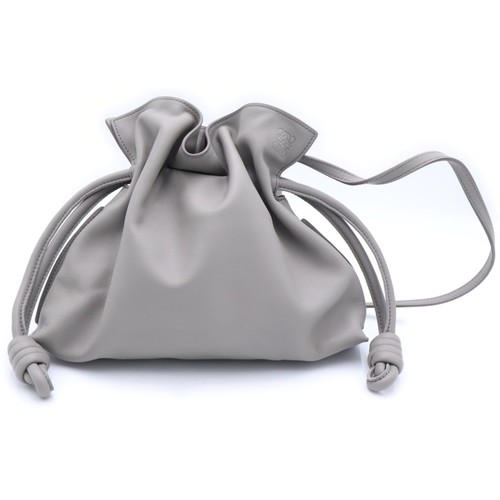 LOEWE Flamenco Medium Leather 2 Way Shoulder Handbag Grey Used 68d3c2ab8f7265061