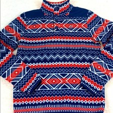 Vineyard Vines Fair Isle Snap Placket Fleece Pullover Sweatshirt Boy's Medium