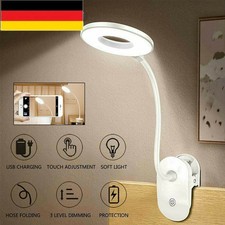 DE USB Dimmbar Leselampe Klemmleuchte LED Bettlampe Schreibtischleuchte Mit Clip