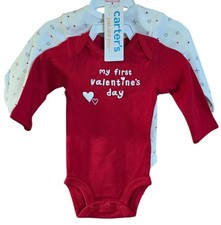 Carter's Baby Girl "My First Valentine's Day" Bodysuits Set Size Newborn
