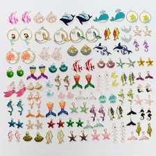 118Pc Mixed Enamel Charm Sea Beach Ocean Shell Mermaid Starfish Conch Pendants