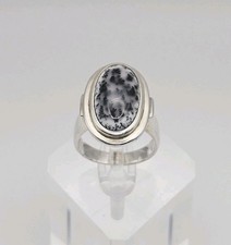 Sterling Silver Vintage Dendritic Agate Ring Size 8 Unidentified Makers Mark