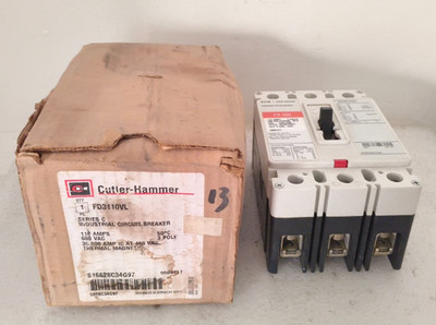 CUTLER-HAMMER INDUSTRIAL CIRCUIT BREAKER FD3110VL 110A 3-polig *NEW*