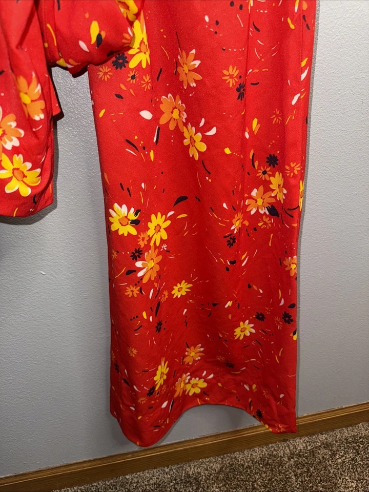 De Colección Tendencias Jerrie Lurie Para Mujer Rojo Amarillo Floral Pantalón Camisa Ocio Traje Talla S? Foto 3 de 4