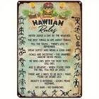 Hawaiian Rules Vintage Tin Metal Signs Home Décor 8x12 Inch, Rustic Wall Art Dec