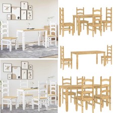 Essgruppe Panama Weiß Massivholz Kiefer, Esszimmergarnitur Tischgruppe Esszimmer