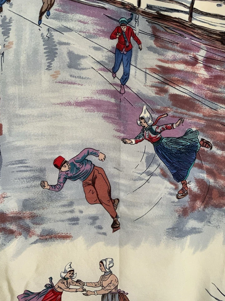 GUCCI silk Brown Scarf W/A Scenic Pattern Featuring The Winter,HandRolled35”/34” - Image 3 of 4