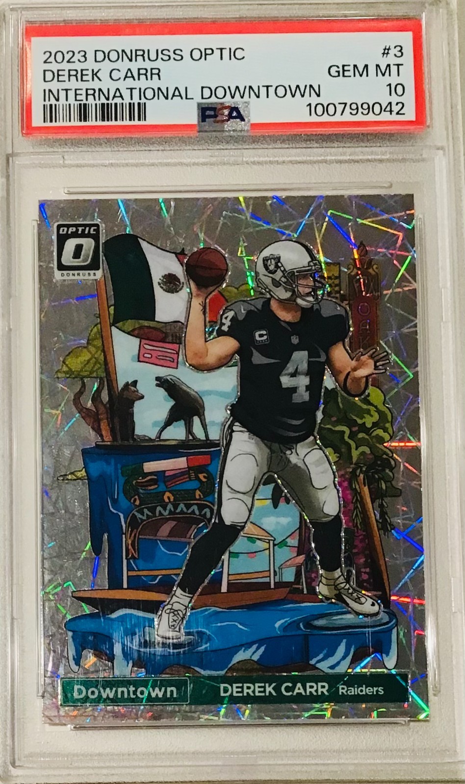 2023 DONRUSS OPTIC #3 DEREK CARR PSA 10 INTERNATIONAL DOWNTOWN