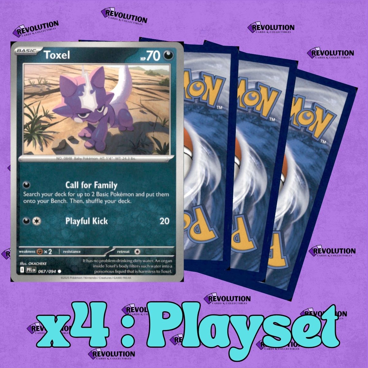 4x Playset Pokemon TCG *NM* Toxel 67/94