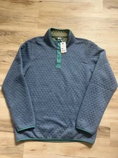 Marine Layer Corbett Reversible Pullover Quilted 1/4 Snap Blue/Olive Mens Large