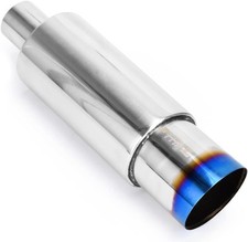 Stainless Steel 2" Inlet 3.5" Outlet Burnt Tip Exhaust Muffler Universal 14.1" L
