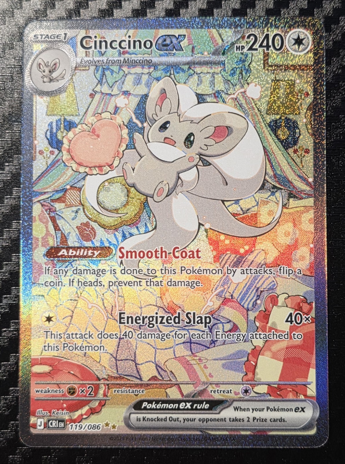 Cinccino Ex Full Art 119/086 Chaos Rising Pokemon TCG