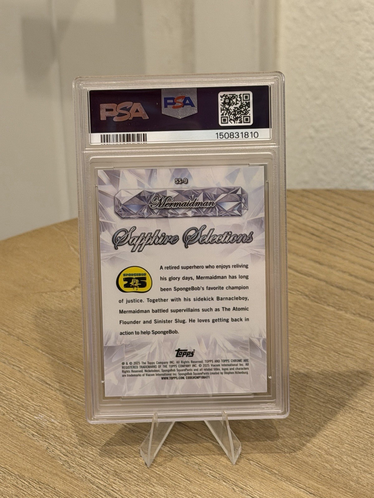 2025 Topps Chrome SpongeBob Mermaid Man Sapphire Selections BLACK /10 view 2