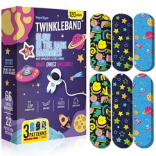 Glow in The Dark Bandages - 120 Assorted Fun Cute Colored Flex Fabric Adhesiv...